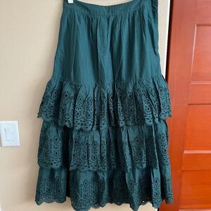 🌲🎁❄️🥂Boden green holiday midi broderie skirt 8